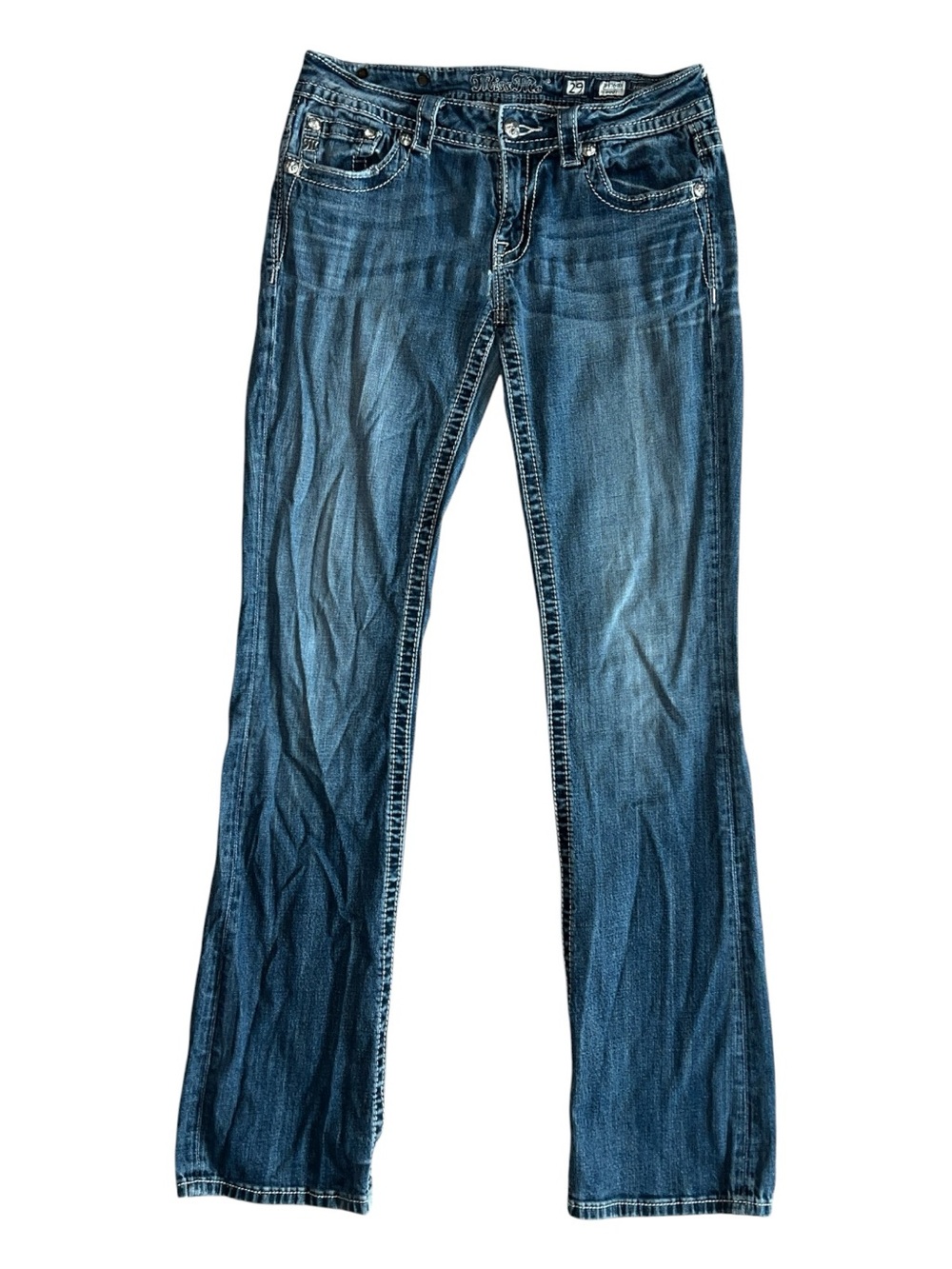 Miss Me Blue Flare Jeans with Faded Detailing Size 29